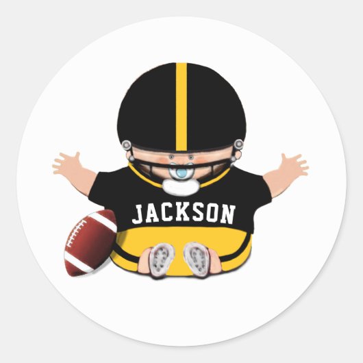 Baby shower Boy Football Ronde Sticker (Voorkant)