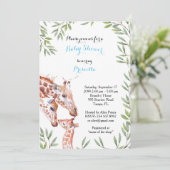 baby shower BOY, giraf, wit, amandelbladeren Kaart (Staand voorkant)