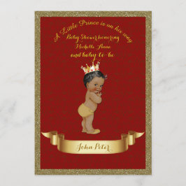 baby shower BOY, glitter lijst, rood en goud. Kaart