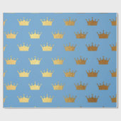 Baby shower Boy Golden Crown Blue Vip Cadeaupapier (Vlak)