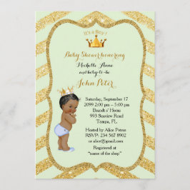 baby shower BOY, gouden chevron, munt en goud. Kaart