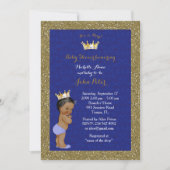 baby shower BOY, gouden lijst, blauw en goud. Kaart (Voorkant)