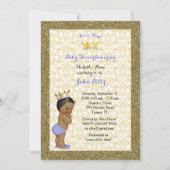 Baby shower BOY, gouden lijst, wit en goud. Kaart (Voorkant)