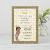 Baby shower BOY, gouden lijst, wit en goud. Kaart (Staand voorkant)