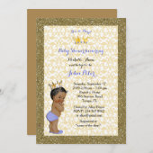 Baby shower BOY, gouden lijst, wit en goud. Kaart (Voorkant / Achterkant)