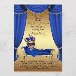 Baby shower BOY, gouden strip, blauw & goud. Kaart