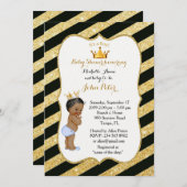 Baby shower BOY, gouden strip, zwart en goud. Kaart (Voorkant / Achterkant)