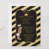 baby shower BOY, gouden strips, zwart goud v2. Kaart (Voorkant)