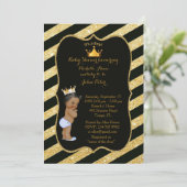 baby shower BOY, gouden strips, zwart goud v2. Kaart (Staand voorkant)