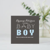 Baby shower BOY Grijs Lichtblauw Modern Invitation Kaart (Staand voorkant)
