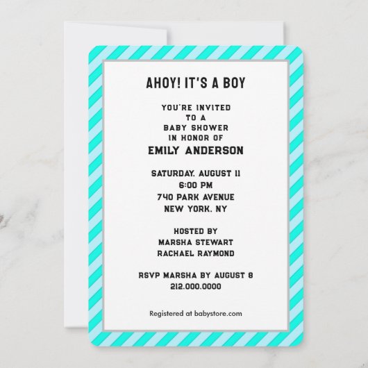 Baby shower Boy Kaart (Achterkant)