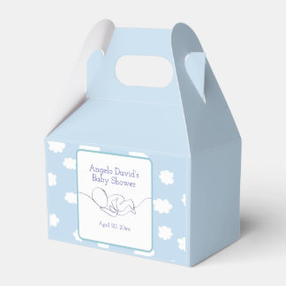Baby shower Boy Line Art met blauwe lucht en wolke Bedankdoosjes