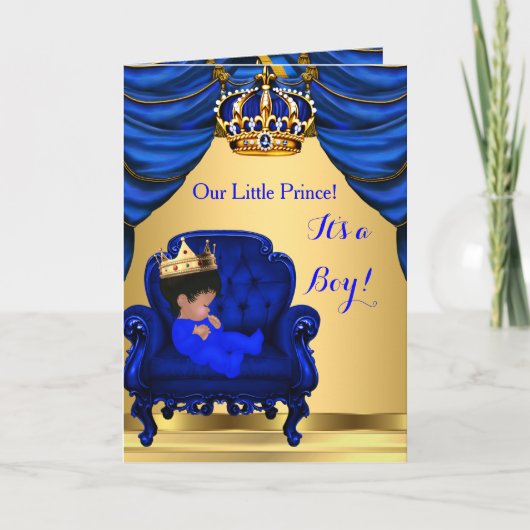 Baby shower Boy Little Prince Royal Blue Folded (Voorkant)