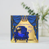 Baby shower Boy Little Prince Royal Blue Gold 2 Kaart (Staand voorkant)