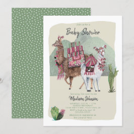 Baby shower Boy | Llamas en Cactus | Uitnodigingen