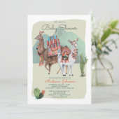 Baby shower Boy | Llamas en Cactus | Uitnodigingen (Staand voorkant)