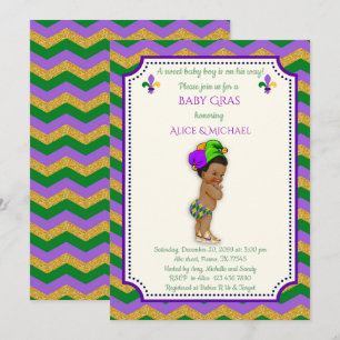 baby shower Boy, Mardi Gras Boy, goud, chevron Kaart