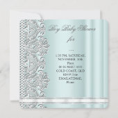 Baby shower Boy Mint Blue Grey White Lace Kaart (Achterkant)