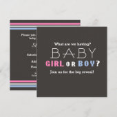 Baby shower Boy of Girl Gender Revealing Party Kaart (Voorkant / Achterkant)