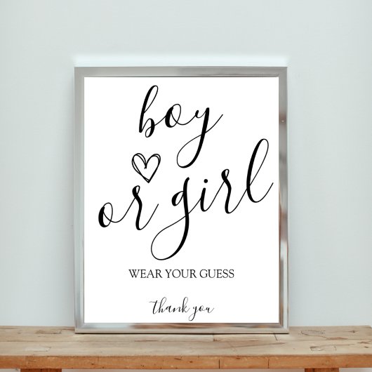 Baby shower Boy of Girl Genderspel Teken Poster
