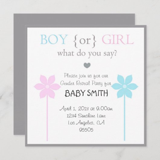 baby shower Boy of Girl Uitnodiging (Voorkant / Achterkant)