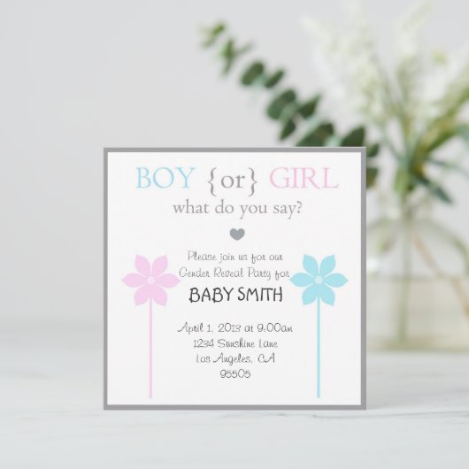 baby shower Boy of Girl Uitnodiging (Staand voorkant)
