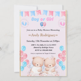 Baby shower boy or girl invitation kaart