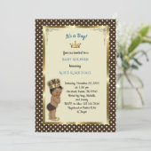 baby shower Boy, Prince Boy, maroon, wit Kaart (Staand voorkant)