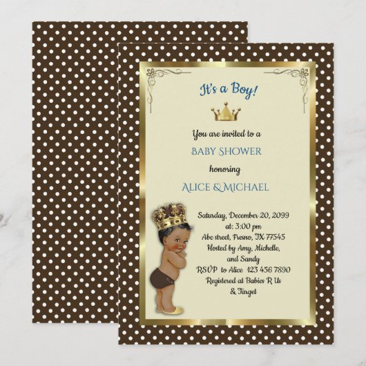 baby shower Boy, Prince Boy, maroon, wit Kaart (Voorkant / Achterkant)