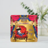 Baby shower Boy Prince Royal Blue Gold C Kaart (Staand voorkant)