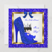 Baby shower Boy Prince Royal Blue Shoe Kaart (Voorkant)