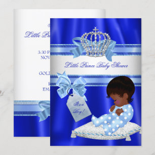 Baby shower Boy Royal Blue Little Prince Ethnic Kaart
