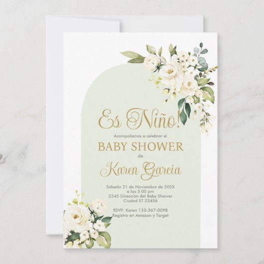 Baby shower Boy Spaans Uitnodiging (Voorkant)