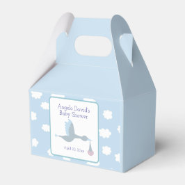 Baby shower Boy Stork met blauwe lucht en wolken Bedankdoosjes