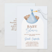 Baby shower Boy Stork Uitnodiging (Voorkant / Achterkant)