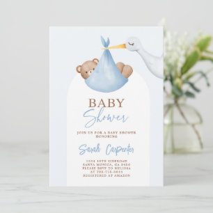 Baby shower Boy Stork Uitnodiging