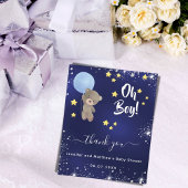 Baby shower Boy Teddy Bear Blauw Dank u Kaart
