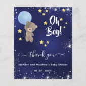 Baby shower Boy Teddy Bear Blauw Dank u Kaart (Voorkant)
