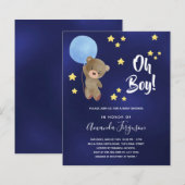 Baby shower Boy Teddy Bear Blue Invitation (Voorkant / Achterkant)
