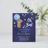 Baby shower Boy Teddy Bear Blue Invitation (Staand voorkant)