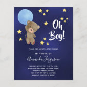 Baby shower Boy Teddy Bear Blue Invitation (Voorkant)