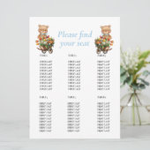 Baby shower Boy Teddy Floral Rustic-tabel Kaart (Staand voorkant)