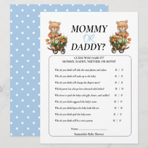 Baby shower Boy Teddy mama papa Rustic Floral Kaart