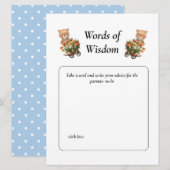 Baby shower Boy Teddy Rustic Floral Wisdom Kaart (Voorkant / Achterkant)