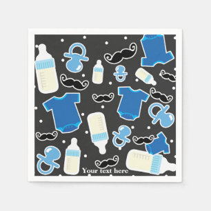 Baby shower Boy Things Blauw & Grijs Modern Party Servet