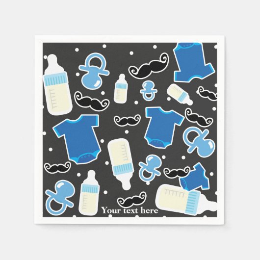 Baby shower Boy Things Blauw & Grijs Modern Party Servet (Voorkant)