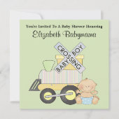Baby shower Boy Train Crossing decoratief ontwerp Kaart (Voorkant)
