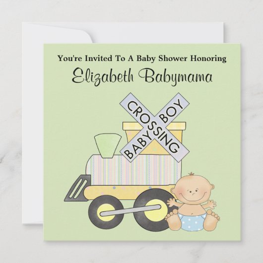 Baby shower Boy Train Crossing decoratief ontwerp Kaart (Voorkant)