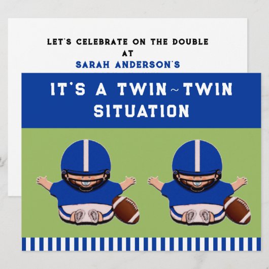 Baby shower Boy Twins Kaart (Voorkant / Achterkant)