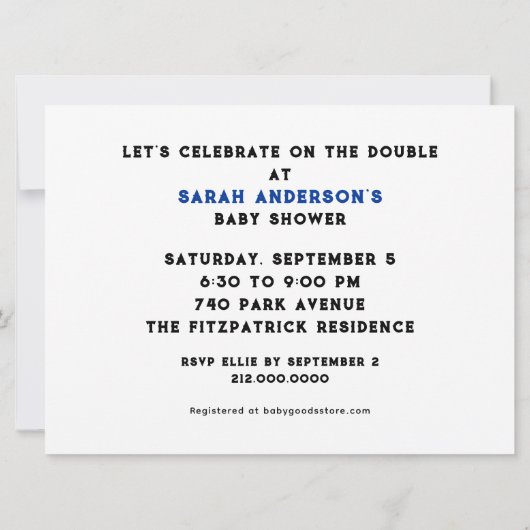 Baby shower Boy Twins Kaart (Achterkant)